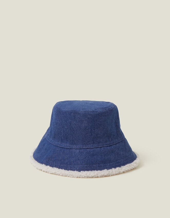 accessorize Denim Borg Bucket Hat