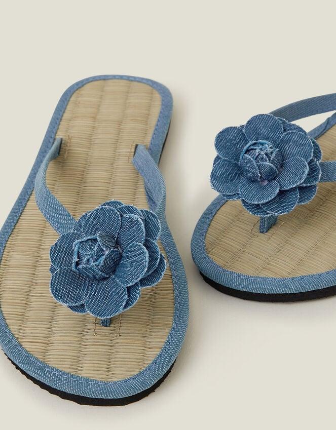 Accessorize Denim Corsage Seagrass Flip Flops Blue