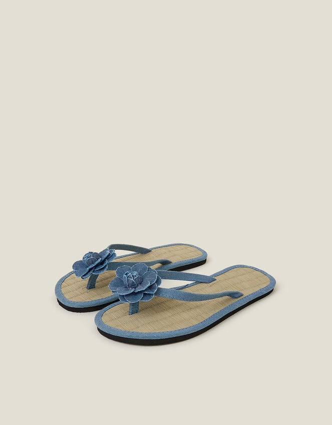 accessorize Denim Corsage Seagrass Flip Flops Blue