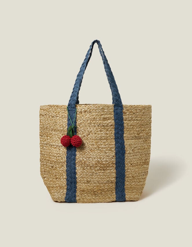 Accessorize Denim Strap Jute Shoulder Bag