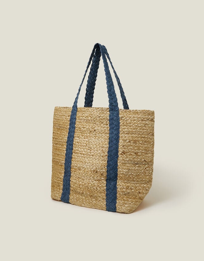 Accessorize Denim Strap Jute Shoulder Bag