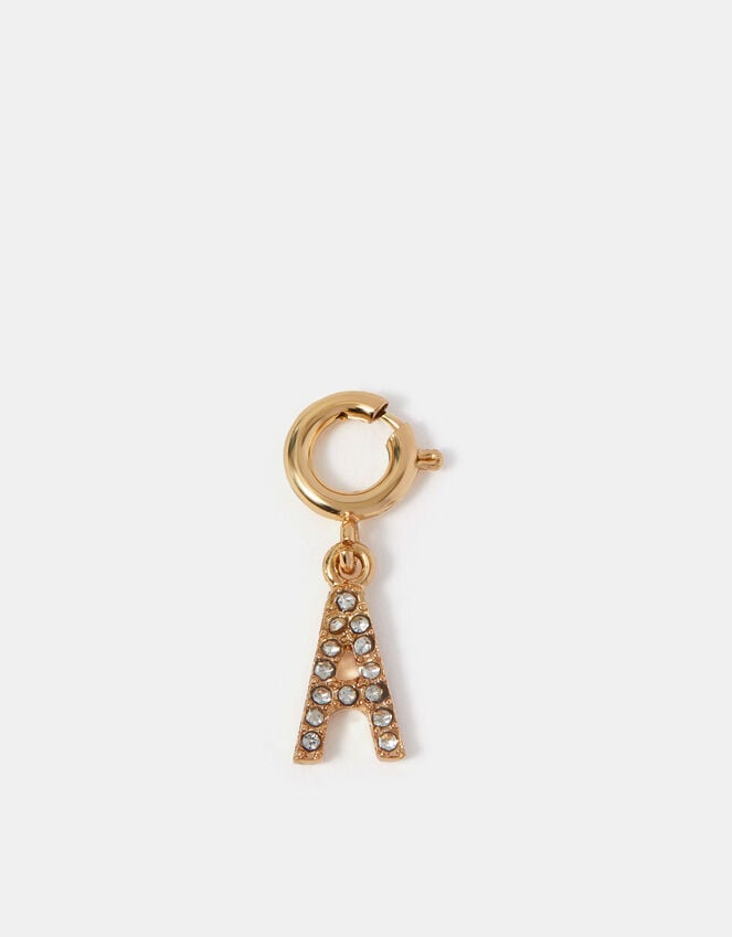 Accessorize Diamanté Initial Jewellery Charm Gold