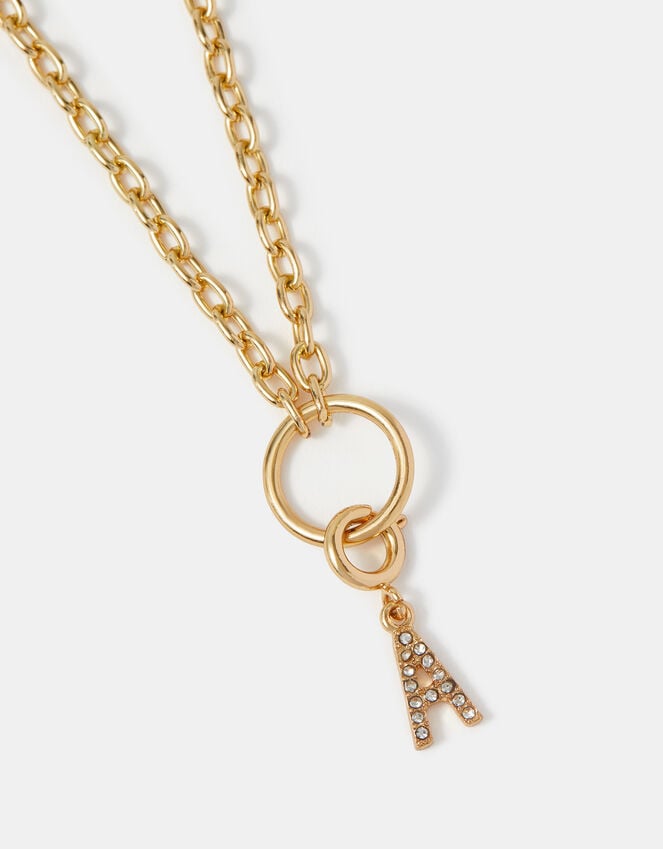 Accessorize Diamanté Initial Jewellery Charm Gold