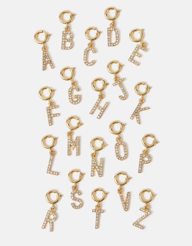 Accessorize Diamanté Initial Jewellery Charm Gold