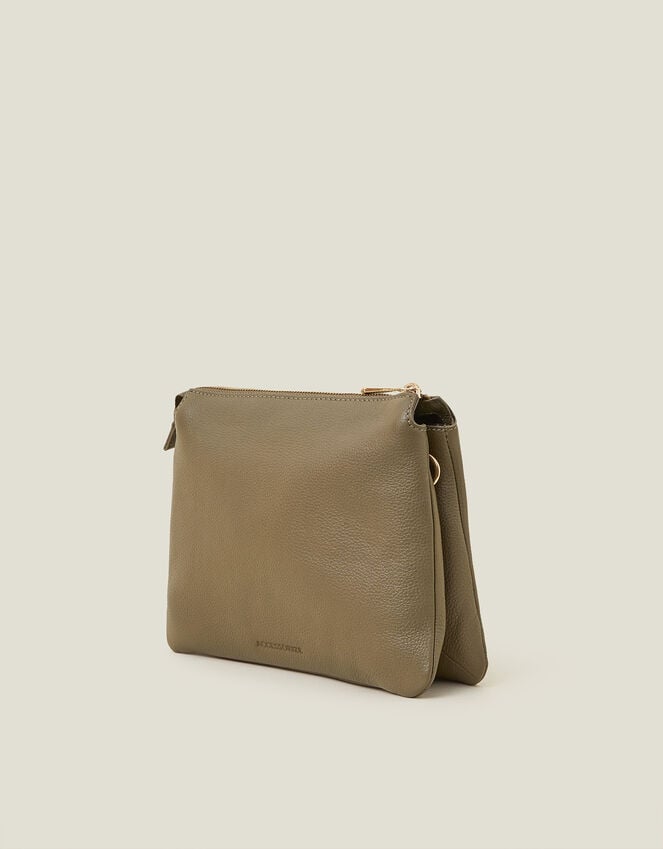 Accessorize Double Pouch Leather Cross-Body Bag