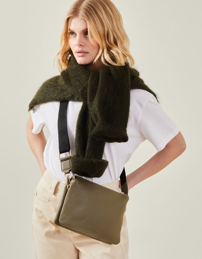 accessorize Double Pouch Leather Cross-Body Bag