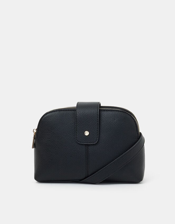 Accessorize Double-Zip Cross Body Bag Black