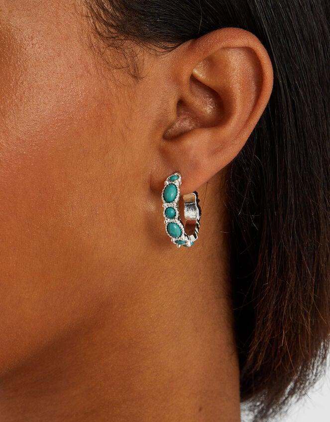 Accessorize Eclectic Stone Hoop Earrings