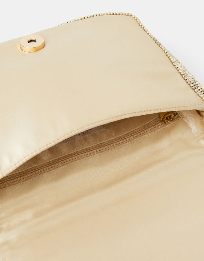 Accessorize Embellished Fold Over Clutch Bag Gold