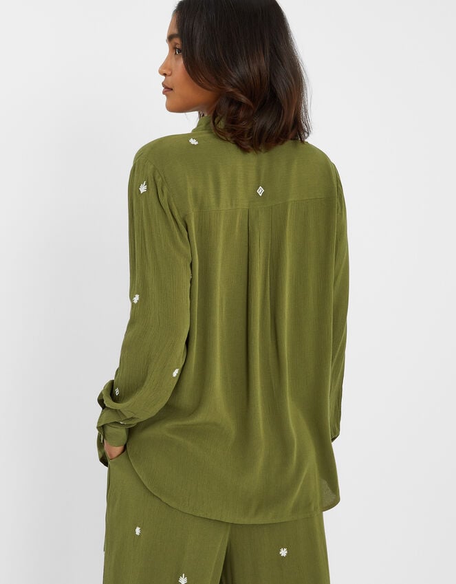 Accessorize Embroidered Crinkle Shirt Green
