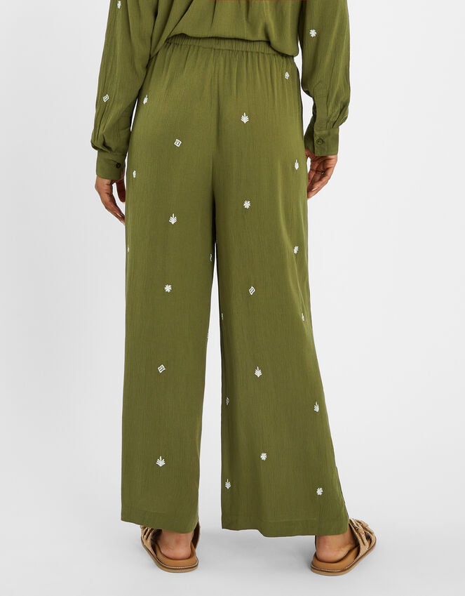 Accessorize Embroidered Crinkle Trousers Green