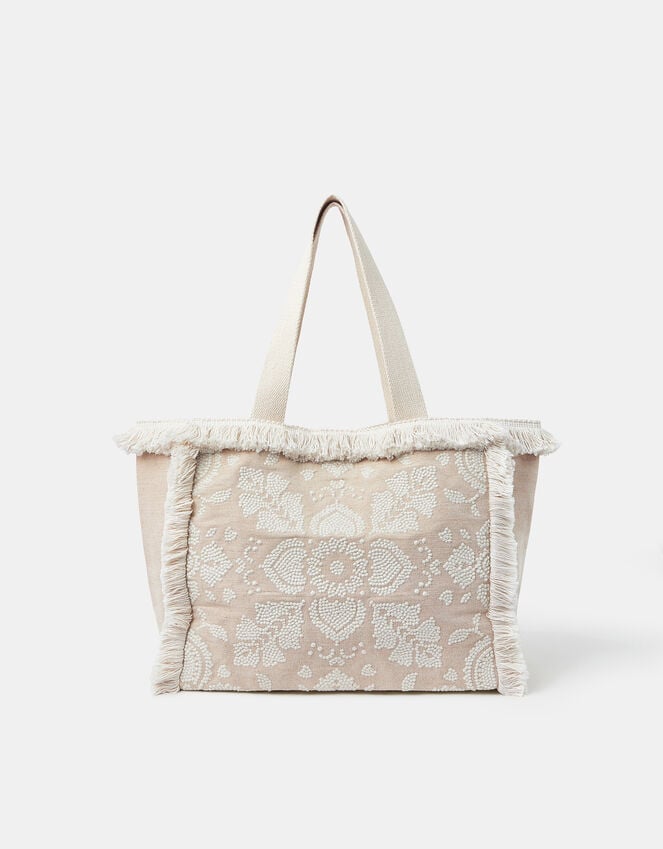accessorize Embroidered Fringe Tote Bag