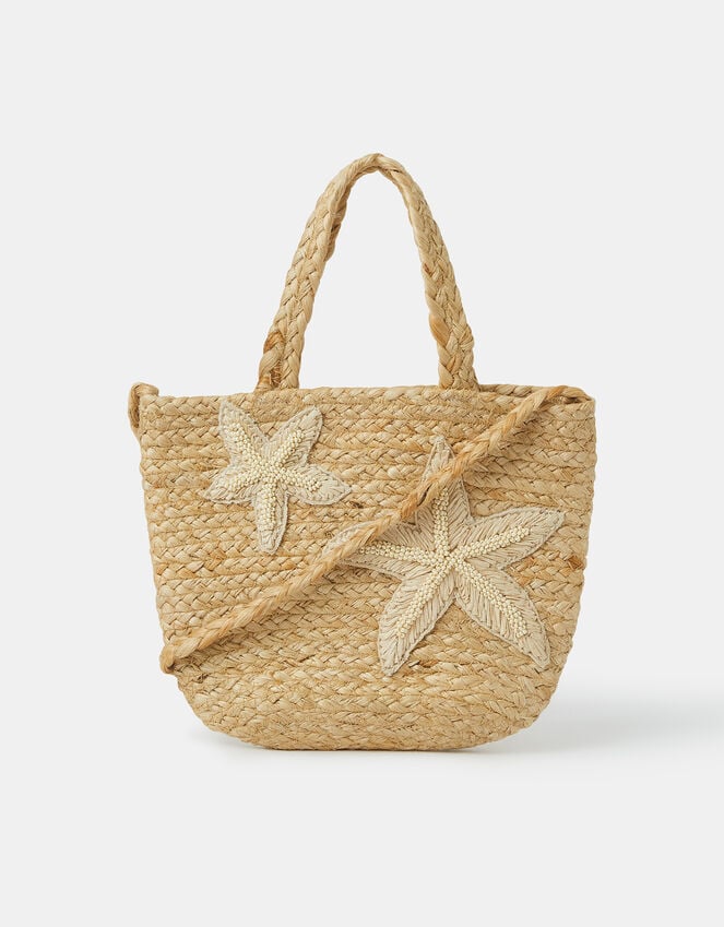 Accessorize Embroidered Starfish Jute Tote Bag