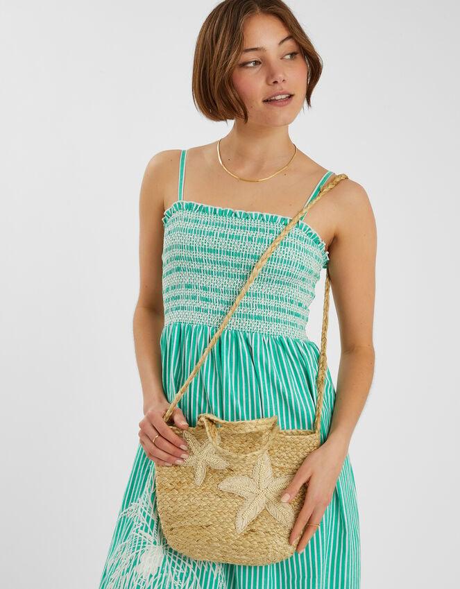 accessorize Embroidered Starfish Jute Tote Bag