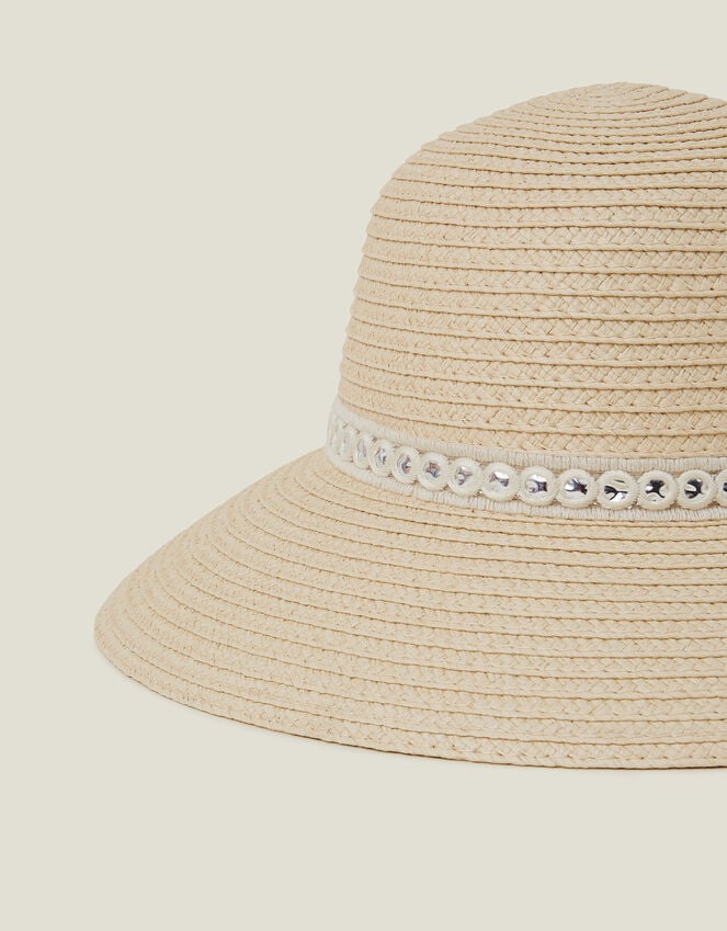 Accessorize Embroidered Straw Sun Hat