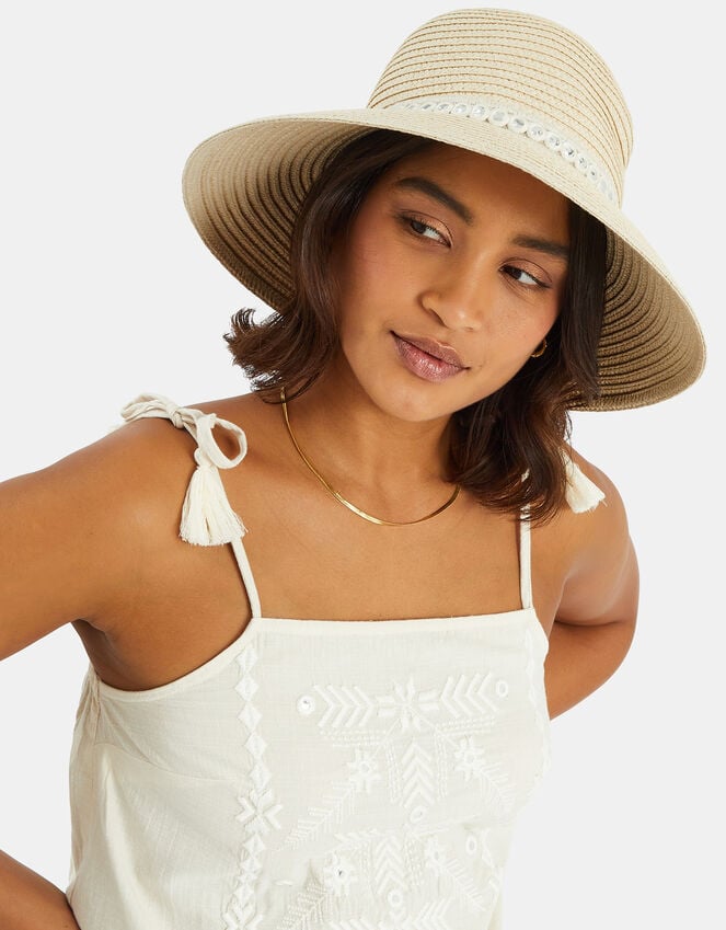 Accessorize Embroidered Straw Sun Hat
