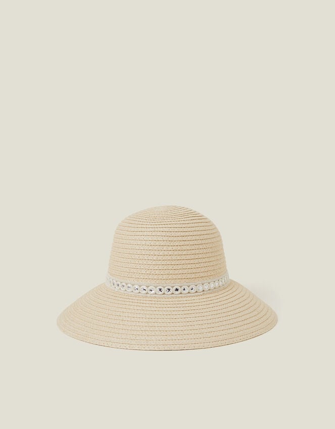 accessorize Embroidered Straw Sun Hat