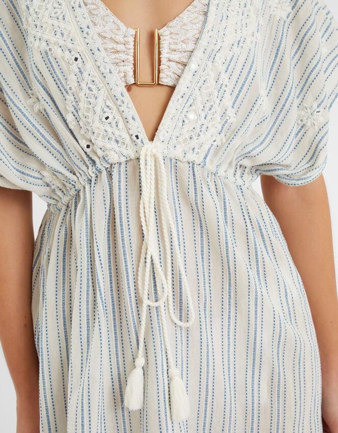 Accessorize Embroidered Stripe Mini Kaftan Blue