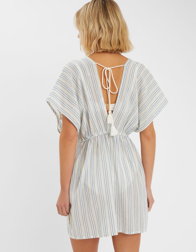 Accessorize Embroidered Stripe Mini Kaftan Blue