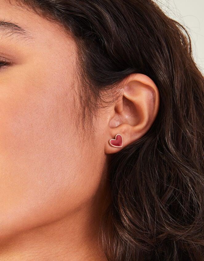 Accessorize Enamel Heart Stud Earrings