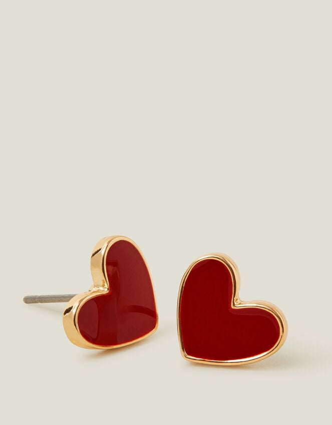 accessorize Enamel Heart Stud Earrings