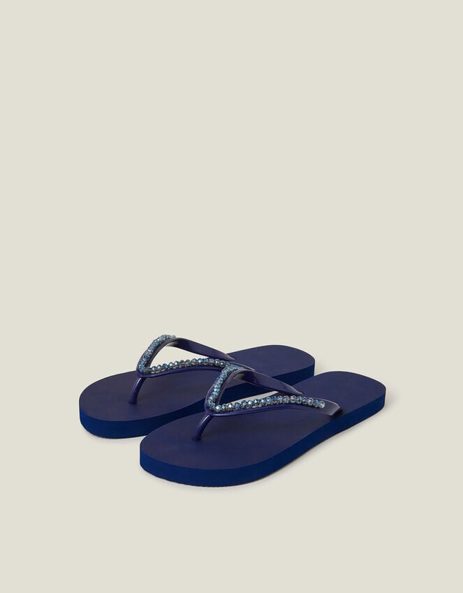 accessorize Facet Beaded Flip Flops Blue