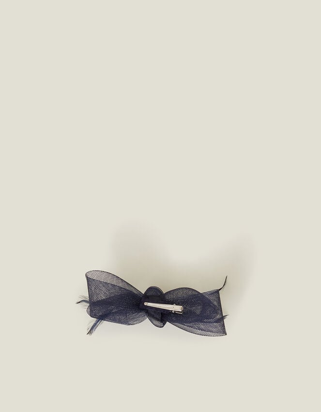 Accessorize Fascinator Feather Bow Hair Clip Blue