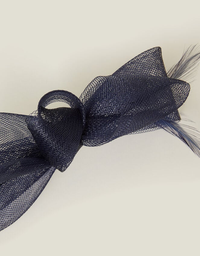 Accessorize Fascinator Feather Bow Hair Clip Blue