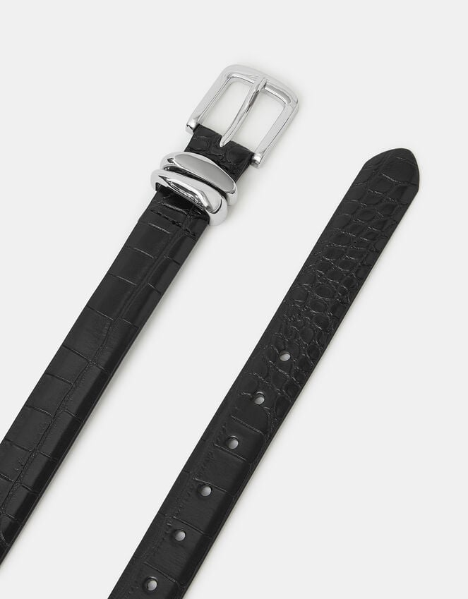 accessorize Faux Croc Skin Belt Black