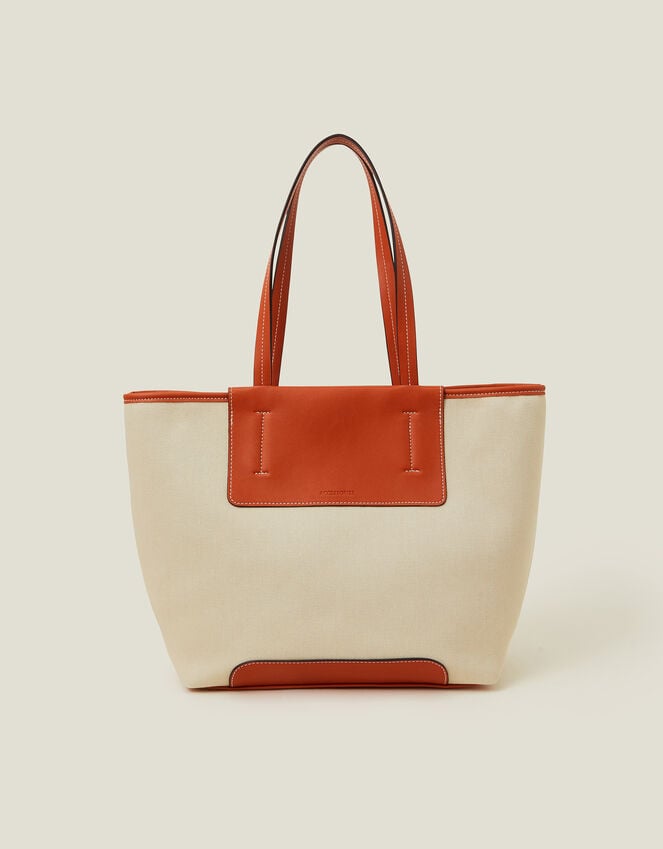 Accessorize Faux Leather Canvas Tote Bag