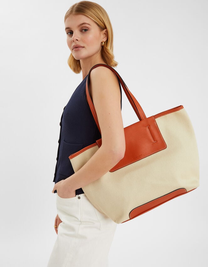 accessorize Faux Leather Canvas Tote Bag
