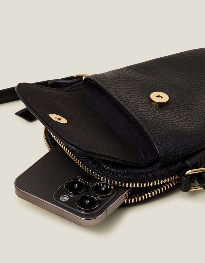 Accessorize Faux Leather Pocket Phone Bag Black