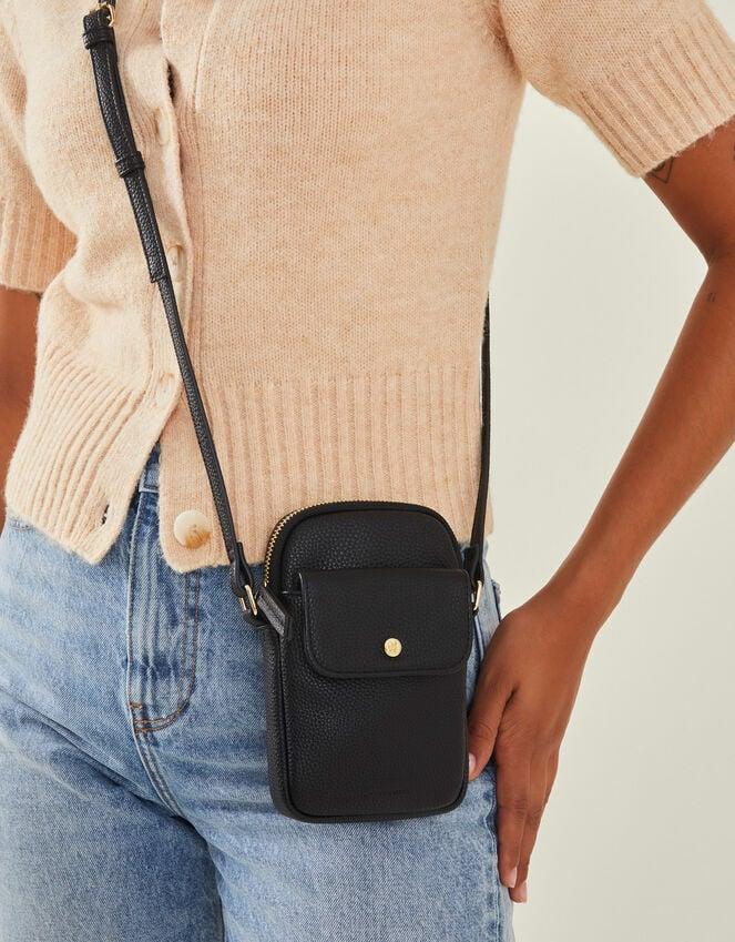 accessorize Faux Leather Pocket Phone Bag Black