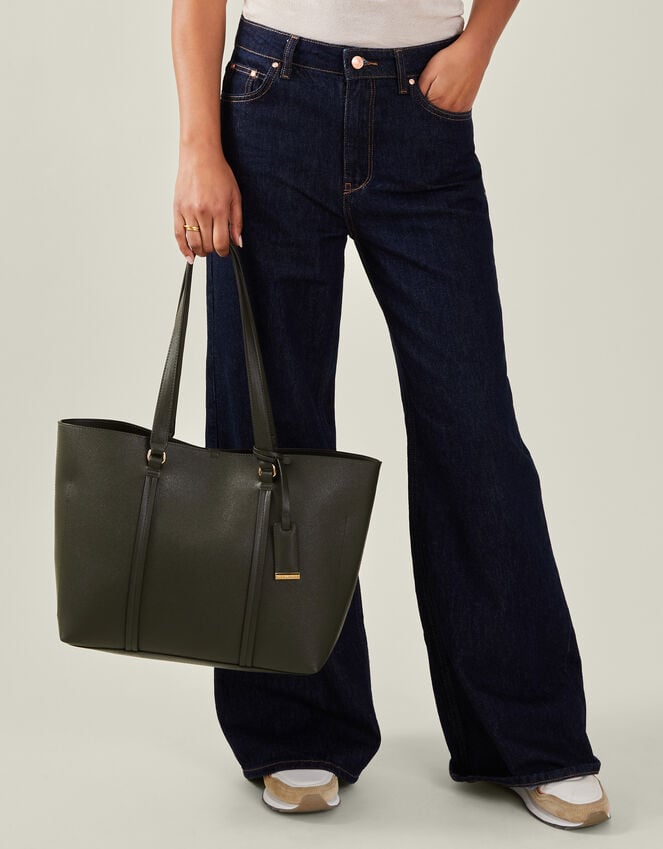 accessorize Faux Leather Tote Bag Green