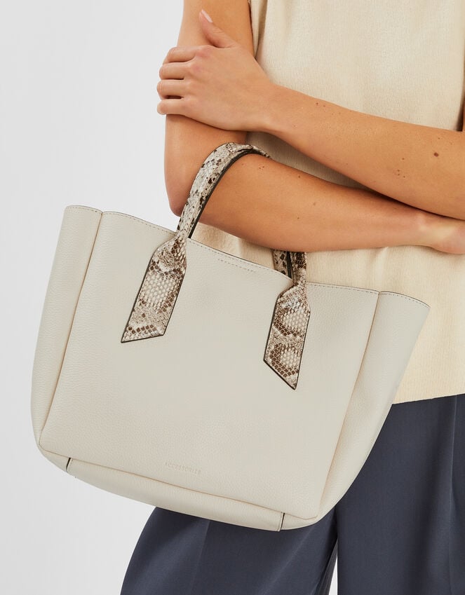 accessorize Faux Snakeskin Handle Tote Bag