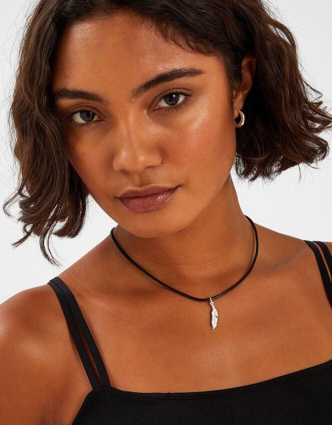 Accessorize Feather Pendant Cord Necklace