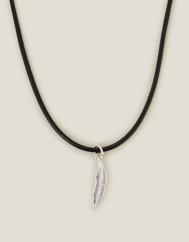 accessorize Feather Pendant Cord Necklace