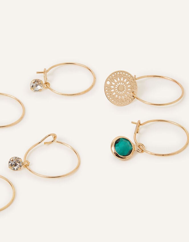 accessorize Filigree and Stone Hoops Set of Three