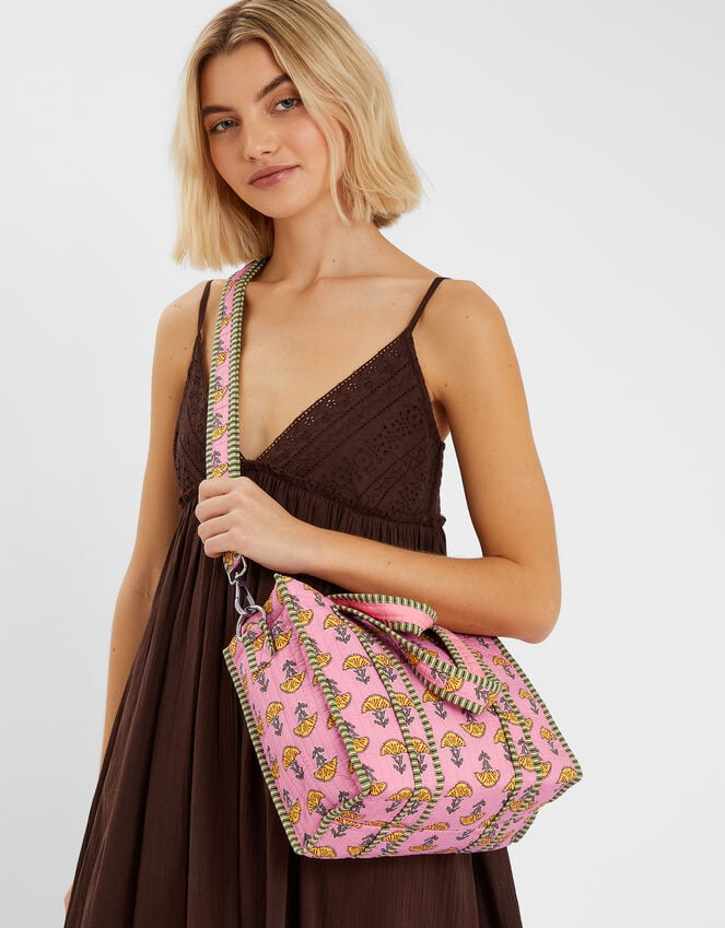 accessorize Floral Block Print Quilted Handbag