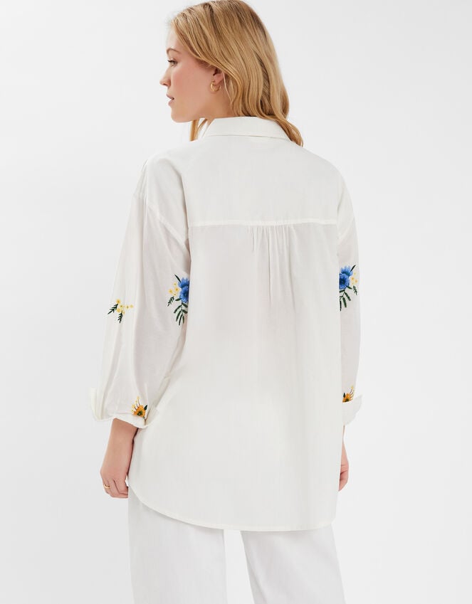 Accessorize Floral Embroidered Cotton Shirt White