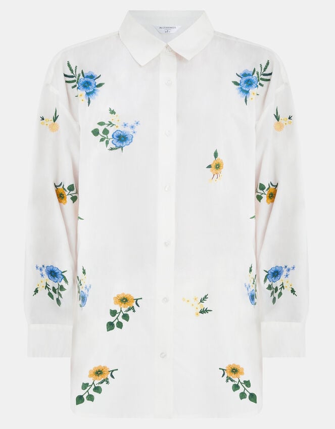 Accessorize Floral Embroidered Cotton Shirt White