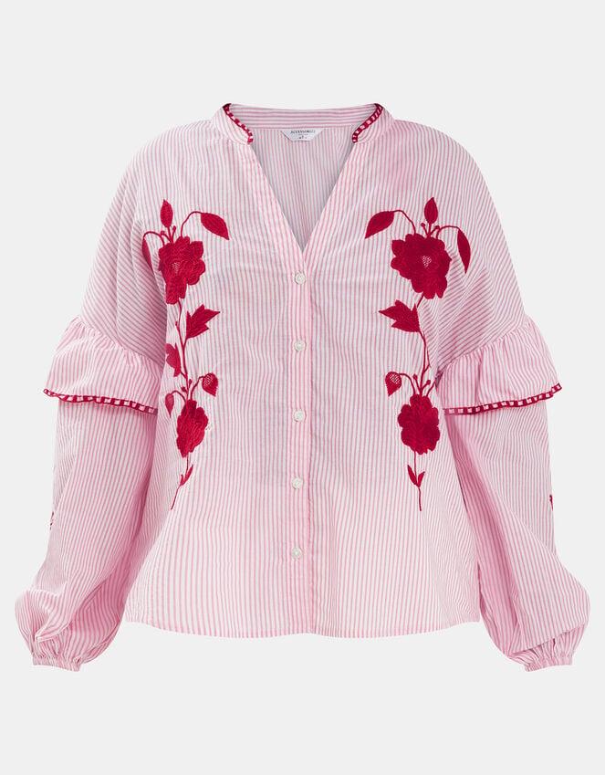 Accessorize Floral Embroidered Stripe Blouse Red