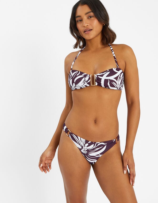 accessorize Floral Print Bikini Bottoms Brown