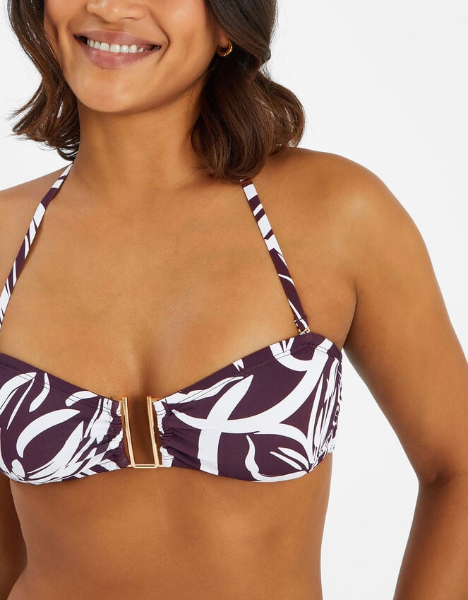 Accessorize Floral Print Halter Bikini Top Brown