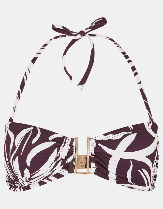 Accessorize Floral Print Halter Bikini Top Brown