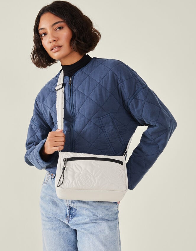 accessorize Floral Quilted Camera Bag Cream