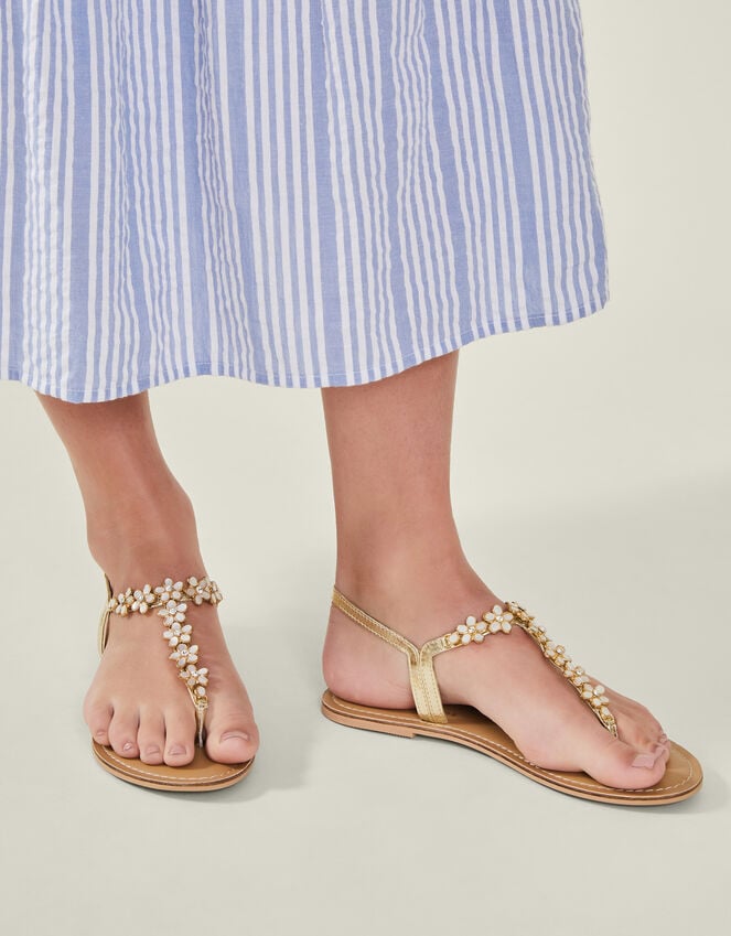 Accessorize Flower Embellished Sandals Cream