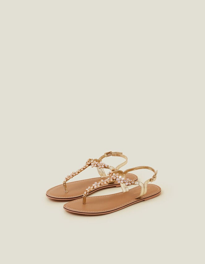 accessorize Flower Embellished Sandals Cream