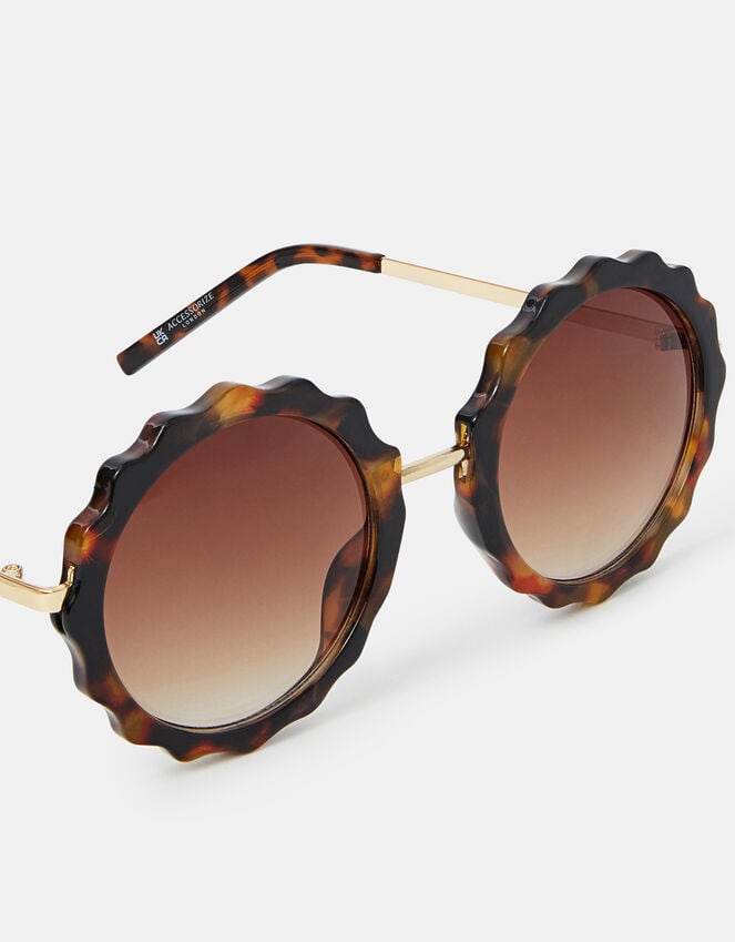 Accessorize Flower Tortoiseshell Round Sunglasses