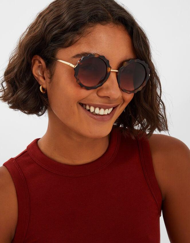 Accessorize Flower Tortoiseshell Round Sunglasses